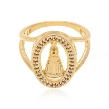 Imagem de Anel  banhado ouro 3x 24k 18k e 22k  feminino rommanel nossa senhora a