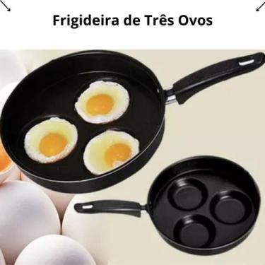 Imagem de Frigideira Para 3 Ovos Hamburguer Separados com Furos Alumínio Antiade