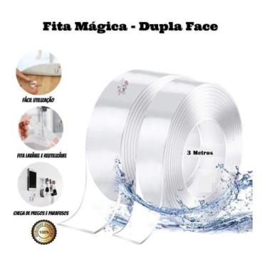 Imagem de Super Fita Mágica Nano Adesiva Dupla Face Cola Quadro Tapete - GSM FAS