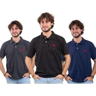 Imagem de Kit 3 Camisa Polo Original Estilo Rei Top Cores, Kit 1, Preto, Chumbo,