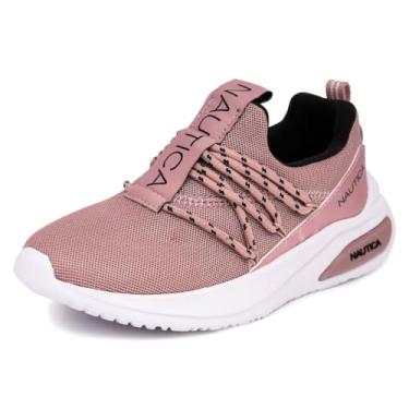 Imagem de Nautica Tênis esportivo infantil sem cadarço – confortável com elástico para meninos e meninas – Calçado elegante e de suporte para crianças ativas (crianças grandes/crianças pequenas), Preto malva,