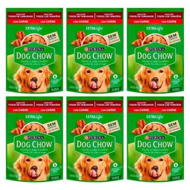 Imagem de Kit 6 Ração para Cães Dog Chow Vida Saudável Adultos Sachê Sabor Carne