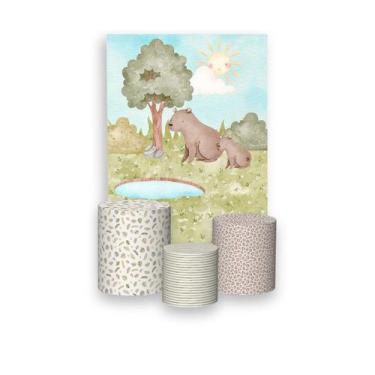 Imagem de Painel De Festa Vertical 1,50 x 2,20 + Trio De Capas Cilindro - Capiva