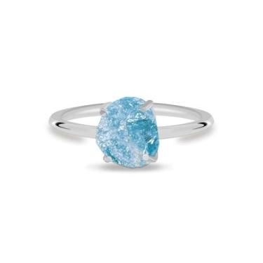 Imagem de Aliança Agua Marinha - Cristal Natural, Prata 925