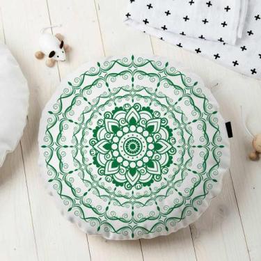 Imagem de Almofada Redonda Estampada Mandala 45x45cm Provence Verde - FASTLAR