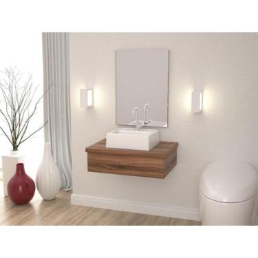 Imagem de Bancada Metrópole 601w 60cm C/cuba Q32 e Espelheira - Compace, Nogal