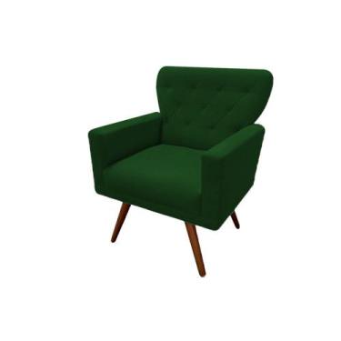 Imagem de Poltrona Decorativa Aurora Suede Verde Pés Madeira Ms Decor - Mansão D