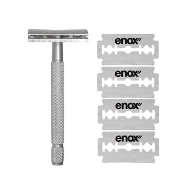 Imagem de Kit Aparelho de Barbear Barbeador Clássico Vintage + 4 Lâminas Aço Ino