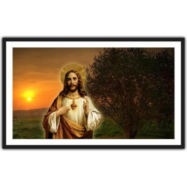 Imagem de Quadro Decorativo Religiosos Jesus Sagrado Coração Decorações Com Mold