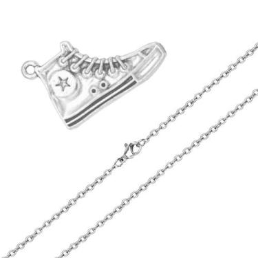 Imagem de Colar de Tênis Estrela sapato com estrelinha masculino feminino prata 