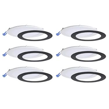 Imagem de Nadair Luzes ultrafinas embutidas de LED de 15 cm, pacote com 6, classificação IC, regulável, 12W, 1000 lúmens, 3000K (branco quente), caixa de junção grande com sistema de conexão rápida, acabamento