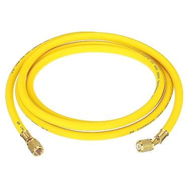 Imagem de PATIKIL Mangueira de carregamento de refrigerante SAE 1/4, mangueira de calibre coletor de 2,4 m 500 PSI 2500 PSI com adaptadores CA para refrigeração HVAC de ar condicionado, amarelo