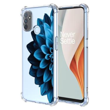 Imagem de JDYGWK Capa para Oneplus Nord N100 1+ N100 com estampa de flores transparentes, TPU macio fino e leve, à prova de choque, capa protetora de telefone para Oneplus Nord N100, azul