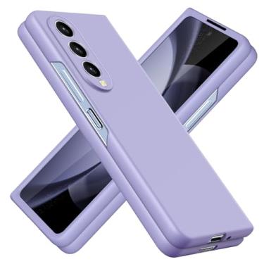 Imagem de JUNAUTTB Capa para Samsung Galaxy Z Fold4 ultrafina fosca PC capa protetora rígida, com proteção para lente da câmera, capa de telefone simples durável slim fit 19.3 cm roxa JUS05-15