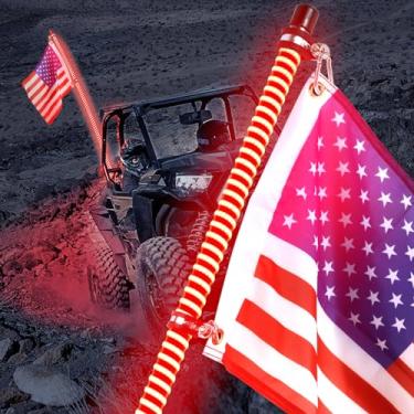 Imagem de Uemicip Luz de chicote de 6 m, luz de chicote COB atualizada 2024, chicotes de antena de cor vermelha única adequados para UTV ATV Polaris RZR SXS Can-Am