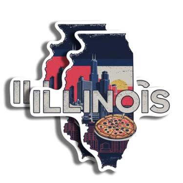 Imagem de Adesivos em forma de Illinois State - Escolha entre 50 estados - 2 por pacote - Decalque impresso em látex - 12,7 cm - Adere a qualquer superfície plana lisa - Vinil para veículos, skates, caixas de