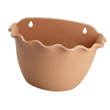 Imagem de Nishiyuenyi Vaso de Flores Suspenso, Vaso de Flores de, Vaso de Flores com Almofada de Drenagem E Furo para Quintal, Cerca, Jardim, Decoração de Casa, Marrom