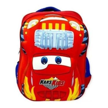 Imagem de Mochila Infantil Meninos Carros 4510 Costas Vermelha Escolar - Vozz, C