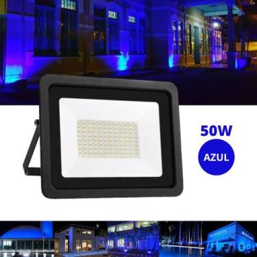 Imagem de Refletor 50W LED SMD Slim Mini Holofote Azul IP67 Bivolt - LED Force