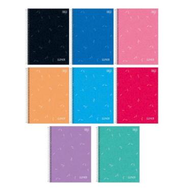 Imagem de Kit 8 Cadernos Escolares Lunix Tilibra 80 Folhas 200x275mm Universitár