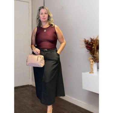 Imagem de Saia Godê Plus Size com Cinto em alfaiataria - STILLOS MODAS, Preto, G
