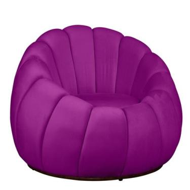 Imagem de Poltrona Decorativa Concha Base Arco Giratória Veludo - Fina Mobília, 