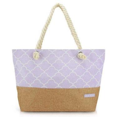Imagem de Bolsa De Praia Grande Viagem Sacola Compras Jacki Design Sm, Lilás