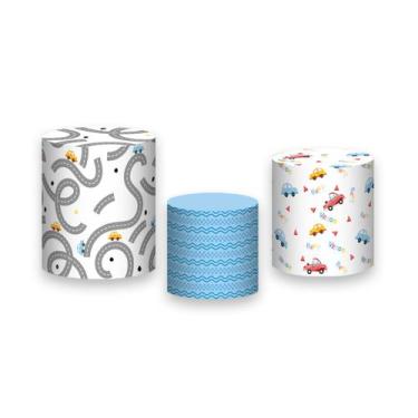 Imagem de Trio De Capa Cilindro - Carrinho Cute Azul 016 - Via Cores