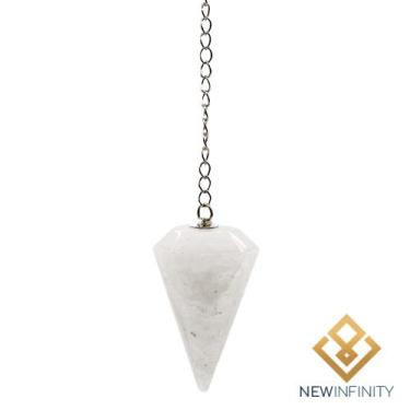 Imagem de Pêndulo de Radiestesia Pedra Cristal Quartzo Branco - infinity, Branco