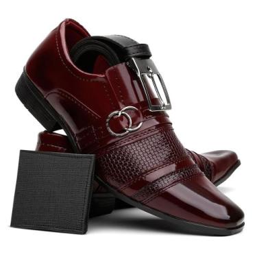 Imagem de Sapato Social Masculino Vinho Verniz Super Confortável e Estiloso+ Car