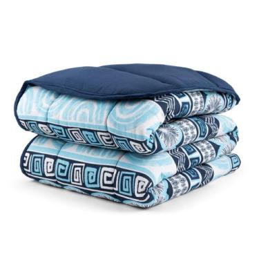 Imagem de Kit Edredom Solteiro Malha 100% Algodão 03 Peças Dupla Face Com Viés -