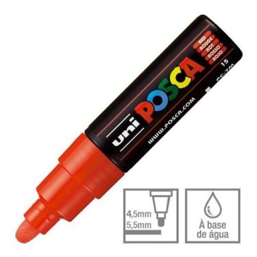 Imagem de Posca PC-7M Vermelho Ponta Redonda 4.5 a 5.5mm - UNI