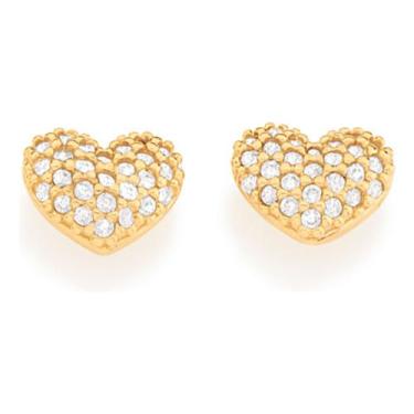 Imagem de Brinco Formato Coração Cravejado Por 60 Zi 523989 - Rommanel, Branco, 