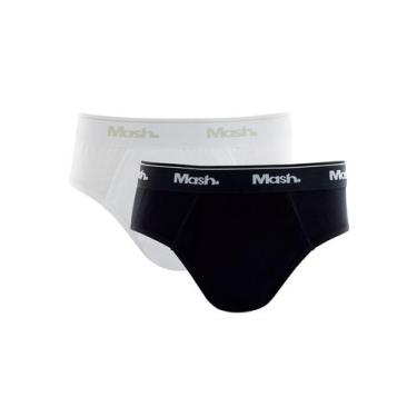 Imagem de Kit/2 Cueca Slip Infantil Mash 113.04 Algodão T. P/GG, M, Pt00, Branco