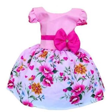 Imagem de Vestido Temático Infantil Festa Flores Coração - Nalu_kids, 4, Rosa