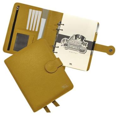 Imagem de Agenda Meu Pet Couro 167-R Personalizada Raffai Couros, Açafrão