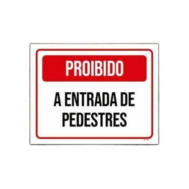 Imagem de Kit 3 Placa Sinalização - Proibido Entrada Pedestres Verm