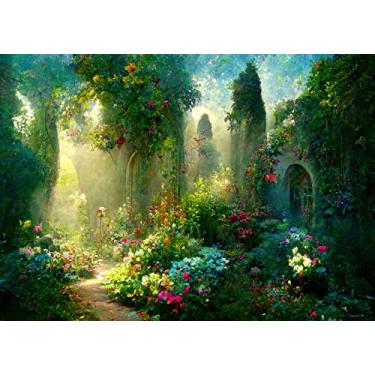 Imagem de Loccor Pano de fundo de jardim de conto de fadas de 3 x 2 metros com arcos de flores de floresta encantada, fundo colorido do país das maravilhas para meninas, princesas, fotografia mundo mágico,