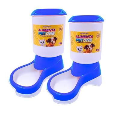 Imagem de Combo 2 Comedouro Automático Alimenta Pet One - Azul - Mypetone