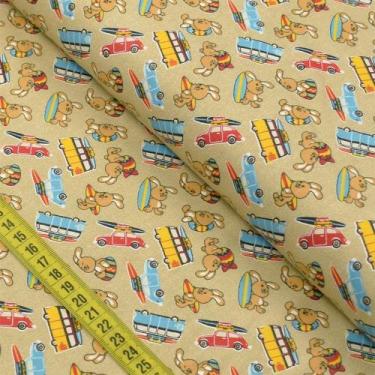 Imagem de Tecido Estampado para Patchwork - Páscoa : Férias Fusca e Kombi (0,50x