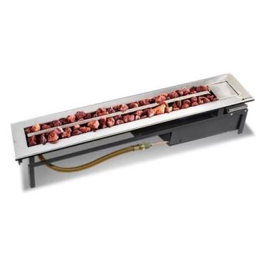 Imagem de Lareira a Gás de Embutir Stile 150 Cm em Aço Inox  - JX Metais