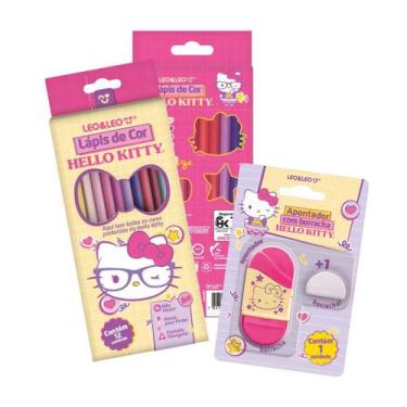 Imagem de Lápis De Cor Hello Kitty 12 Cores com apontador e borracha - Leonora