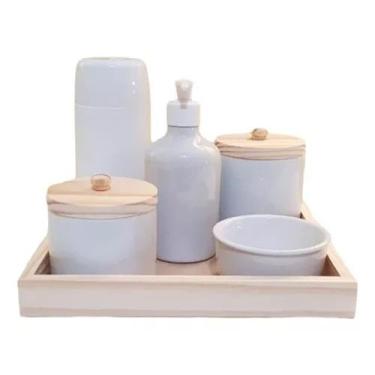 Imagem de Kit Higiene Bebê Porcelana Menino Menina Garrafinha Térmica
