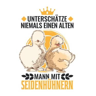Imagem de Seidenhuhn Notizbuch: Seidenhuhn Alter Mann Seidenhühner Silkie Huhn / 6x9 Zoll / 120 karierte Seiten Seiten