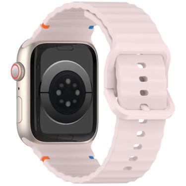 Imagem de Pulseira Ondulada LTimports compativel com Apple Watch 46mm Series 10, Apple Watch 45mm Series 9/8/7, Apple Watch 44mm Series 6/5/4/SE, Apple Watch 42mm Series 3/2/1 e Apple Watch Ultra/Ultra2 49mm (LT-Rose)