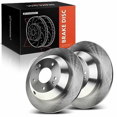 Imagem de A-Premium Rotores de freio a disco sólido traseiro de 302 mm compatíveis com modelos selecionados Hyundai e Kia - Santa Fe 10-18, Santa Fe Sport 13-18, Santa Fe XL 14-19, Sedona 15-20, Sorento 11-19,