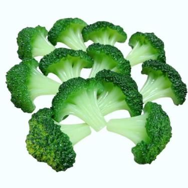Imagem de 12 peças de fatias falsas de brócolis artificiais artificiais simulação de brócolis de plástico realista ornamento de armário para casa, cozinha, hotel, restaurante, loja, loja, decoração, modelo de