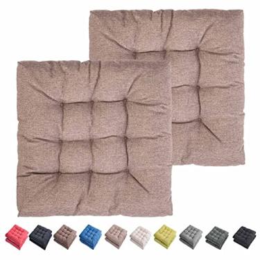 Imagem de SEKUMDAN Almofadas de cadeira de pátio 50,8 cm x 50,8 cm Conjunto de 2 almofadas de assento de móveis confortáveis para ambientes internos e externos cadeiras de cozinha de balanço (2, marrom)