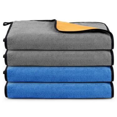 Imagem de Kit 04 Panos Flanela E Microfibra Dupla Face Toalha Para Limpeza Em Ge