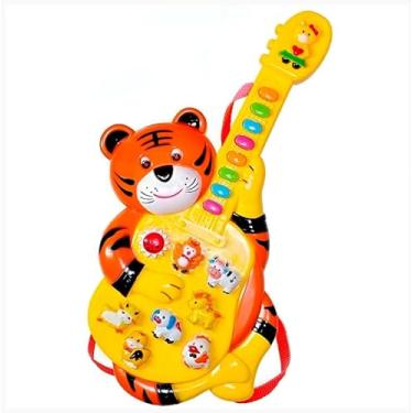 Imagem de Guitarrinha Infantil Baby Tigre, Brinquedo Musical, Laranja, para Bebês a partir de 1 Ano